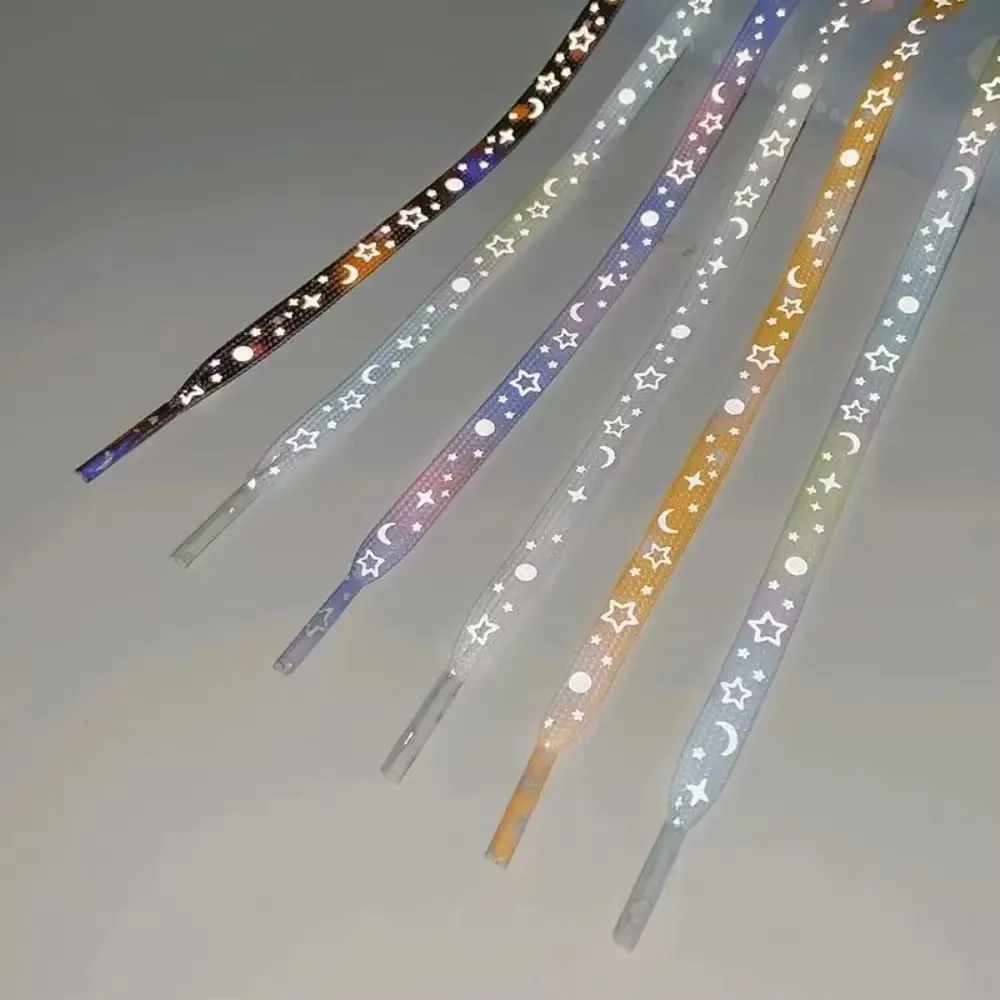 Star Reflective Canvas Shoelaces, Double-sided High Bright Flat Luminous Shoe Laces, Unisex Sneaker Shoelaces