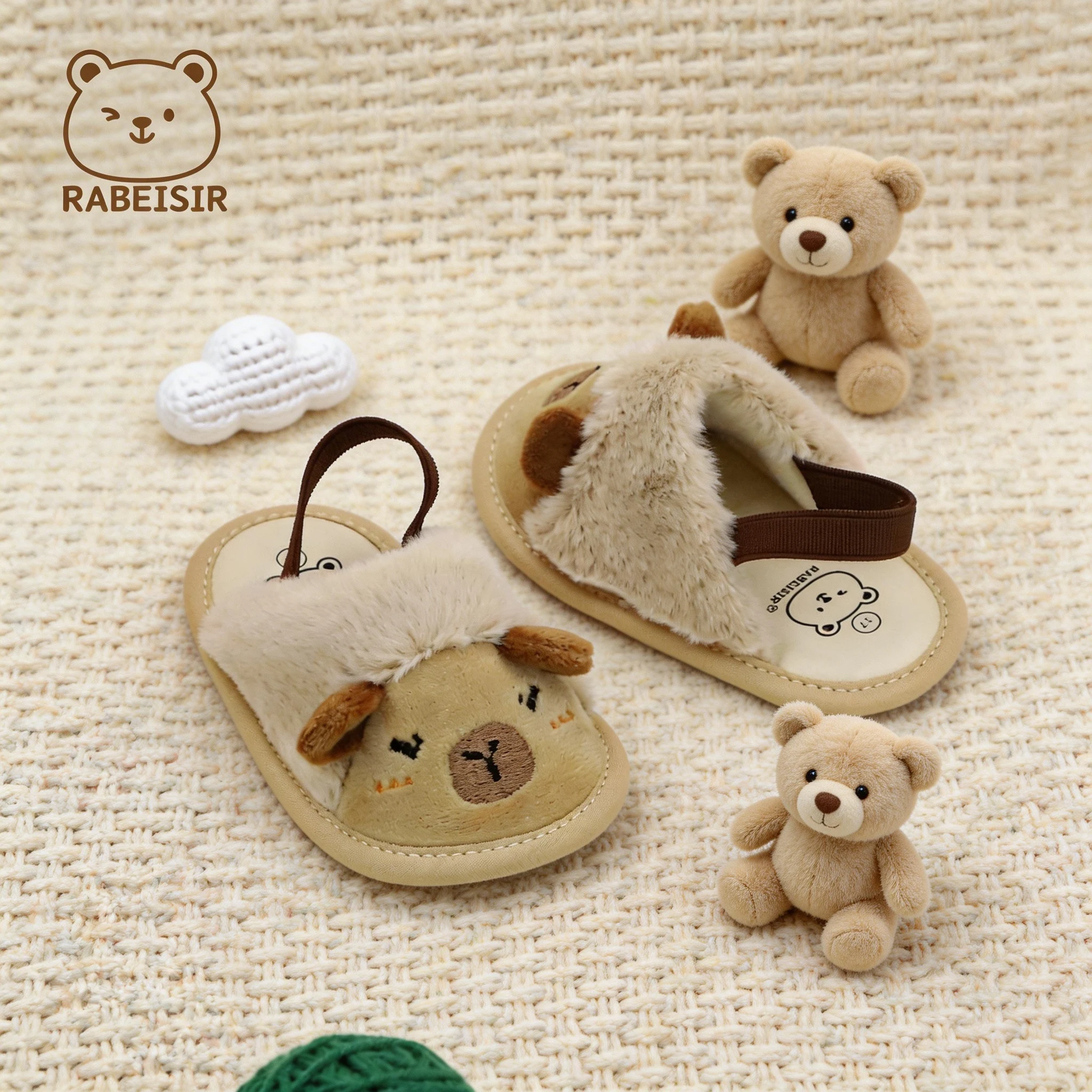Baby Slippers Boy Girl Capybara Plush Fluffy Cartoon Cute Winter Casual Soft Sole Lightweight Infant 0-18M