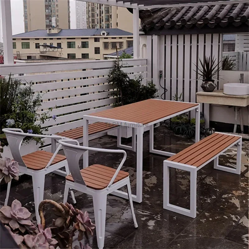 Outdoor Balcony Patio Table and Chairs Set Outdoor Leisure Garden Three Piece Sets Household Waterproof and Sun Combination Z