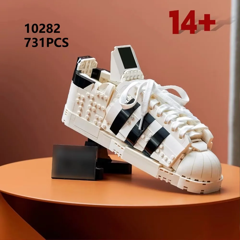 10282 clássico concha cabeça tênis decoração modelo presentes de aniversário 731 pçs tijolo brinquedos educativos das crianças