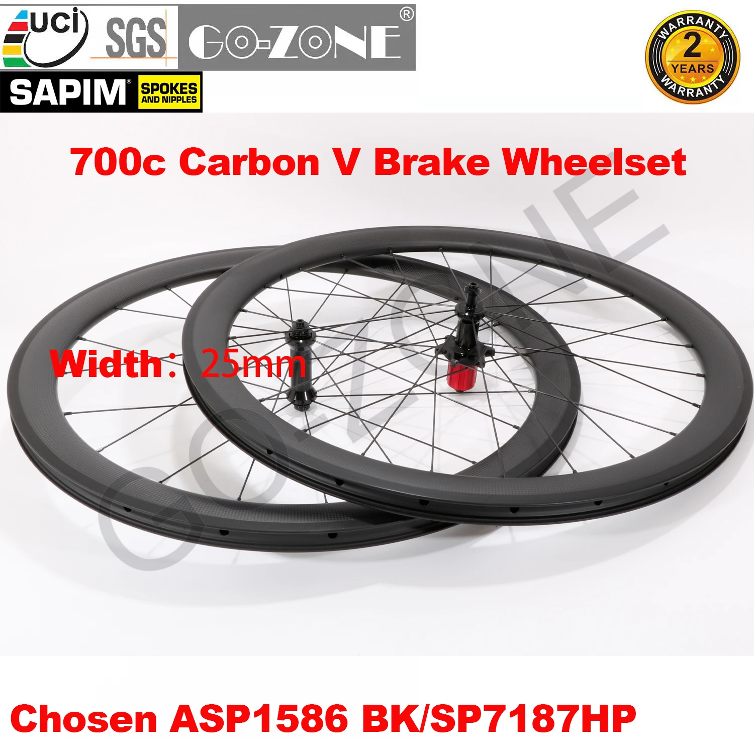 

Carbon 700c Wheelset V Brake 30/35/38/40/45/50/55/60/90mm High TG Chosen ASP1586 BK/SP7187HP Sapim Carbon Road Rim Brake Wheels