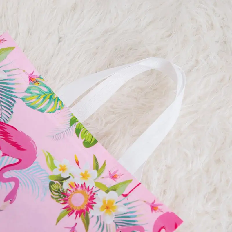 Fashion Pink Flamingo Printed Shopping Bag Non-Woven Fabric Eco Shopping Pouch Reusable Tote Handbag Travel Grocery Folding Bags