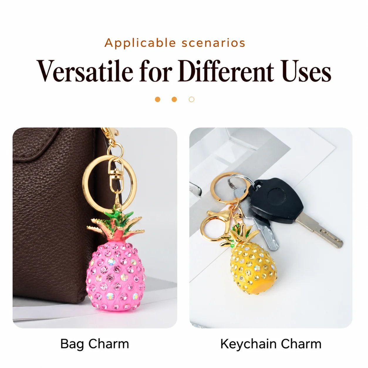 Fruit Shaped Key Chain Rhinestone Inlaid Women Key Chain Rhinestone Key Chain Delicate For Daily Matching Backpack Bag