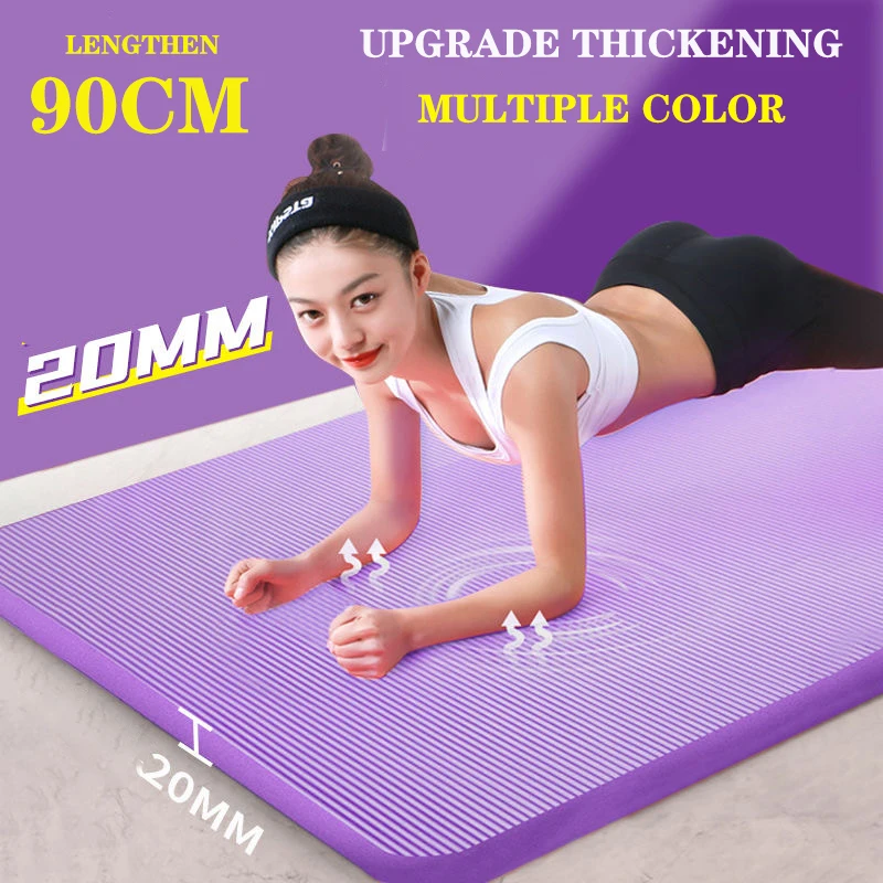 90CM 20MM 5 Colors Thick NBR Non-slip Washable Fitness Yoga Pilates Mat High Density Tasteless Exercise Gymnastics Pad Gym Home