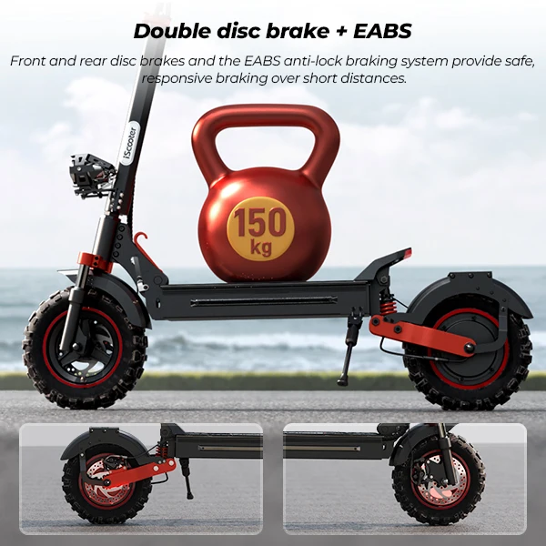 IScooter IX5S Elektroroller 1000W Motor E-Scooter 48V15AH Hochleistungs-Lithiumbatterie, Vordere und Hintere Ölscheibenbremsen + Elektronische Bremsen, Höchstgeschwindigkeit 45 km/h, Maximale Reichweite 65 km, 11 Zoll Offroad-Reifen, Brandneu Original – Detail 12