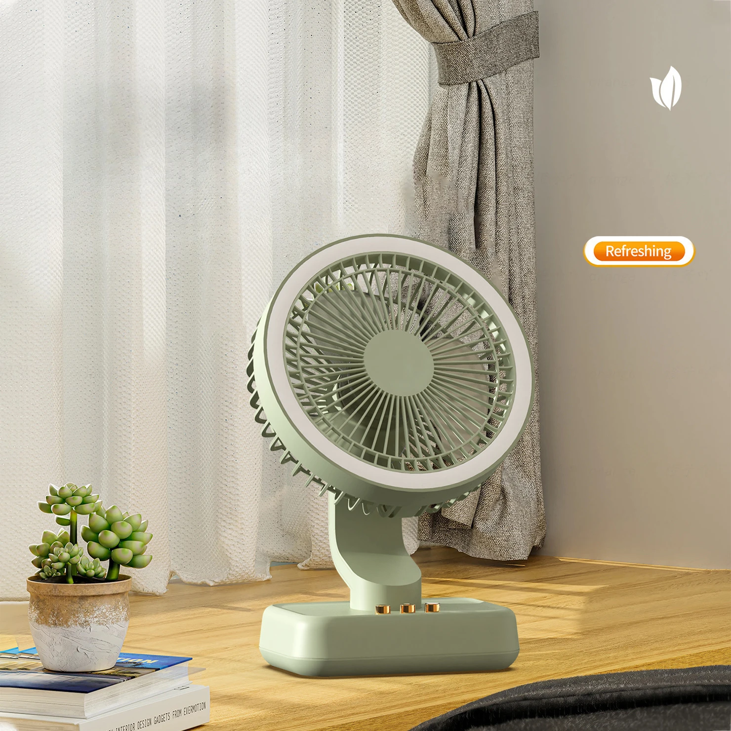 Mijia New Desktop Electric Fan Wireless Fold Rechargeable and Lighting Low Noise Ventilador Desktop Outdoor Camping Mini Fan