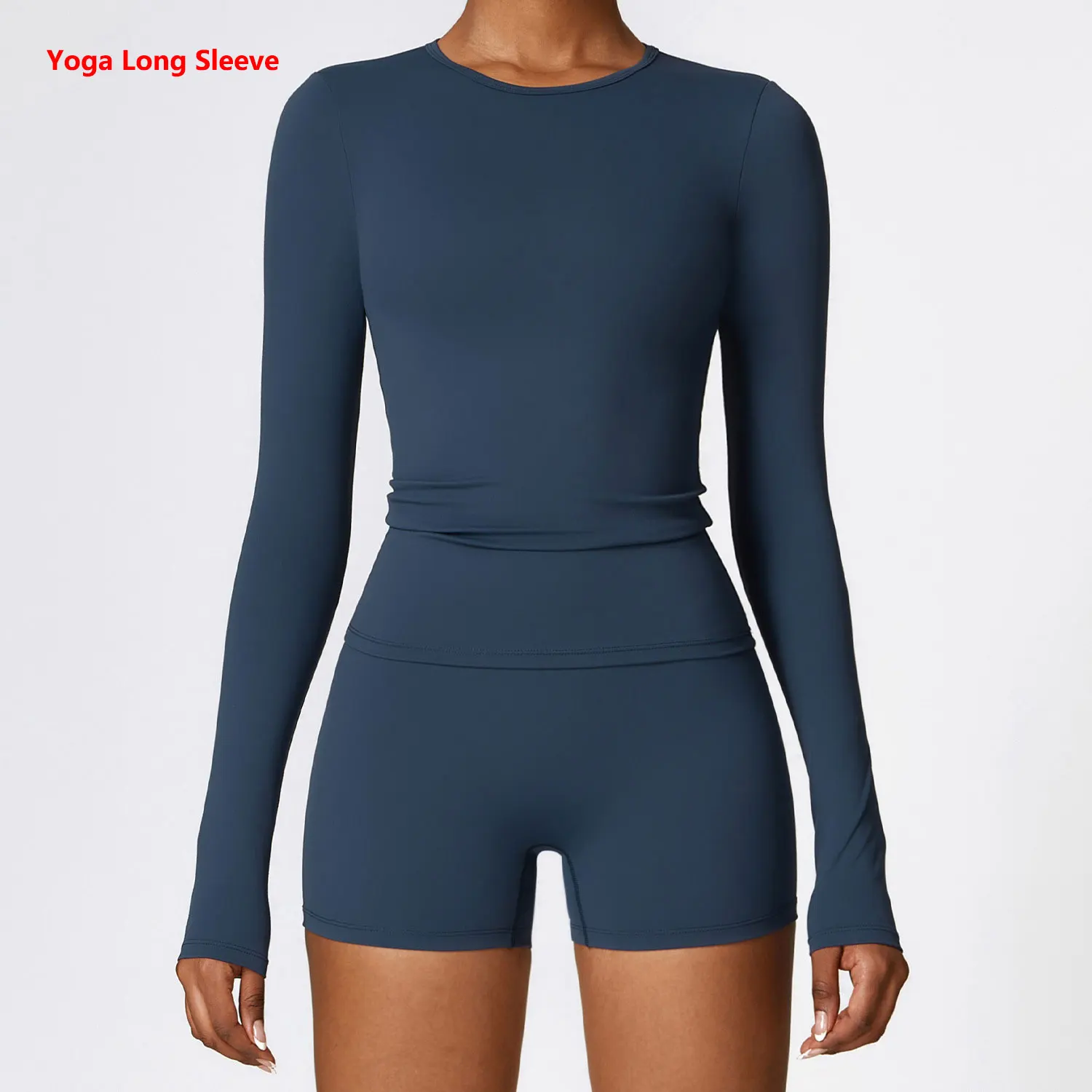Dames Yoga T-shirts Effen Sporttop Lange mouw Gym Workout Hardloopshirts Sexy Blootgestelde Navel Sneldrogend Fitness Gym Sportkleding