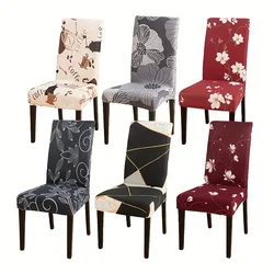 4/6pcs Stretchy Dining Chair Covers with Floral Print - Removable & Machine Washable Slipcovers for Living Room Restaurant Decor