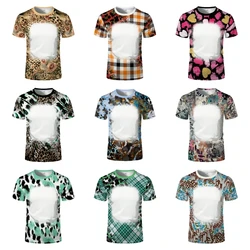 Summer Men's And Women's Universal Thermal Sublimation Blank Print Spot Round Neck Short Sleeve Tie Dye Plaid Line T-shirt