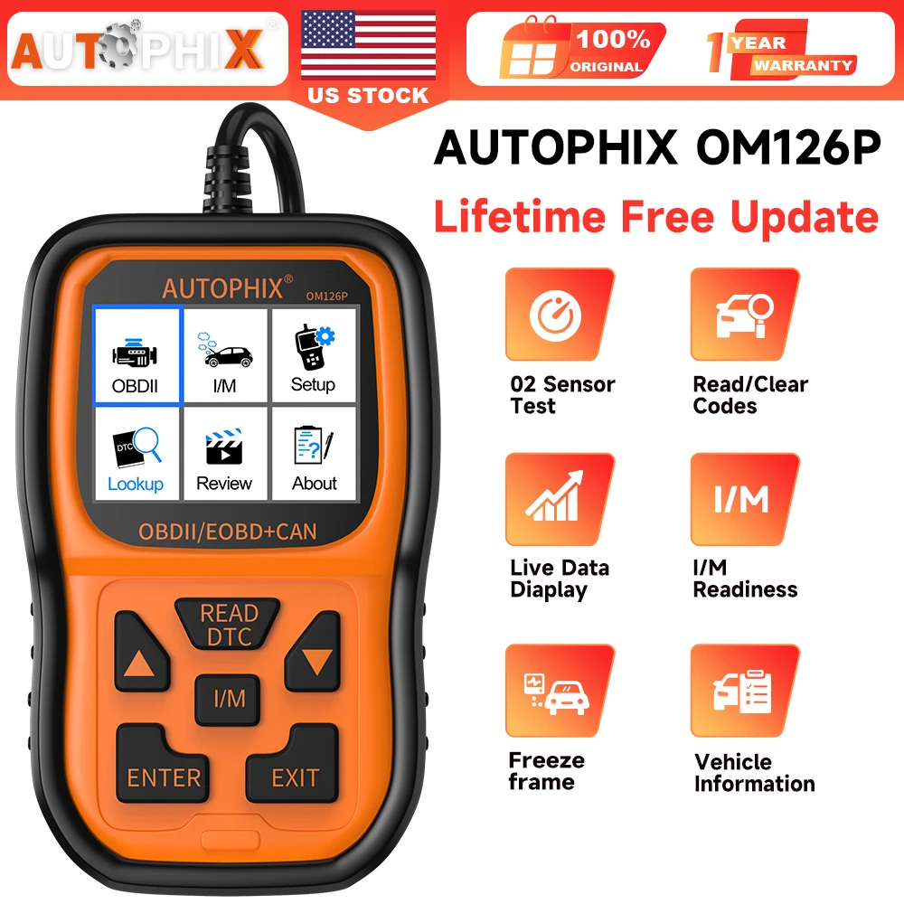 

Автомобильный сканер Autophix OM126P, считыватель ошибок, проверка света двигателя, автомобильное диагностическое устройство OBD2 для всех автомобилей OBDII после 2002 года