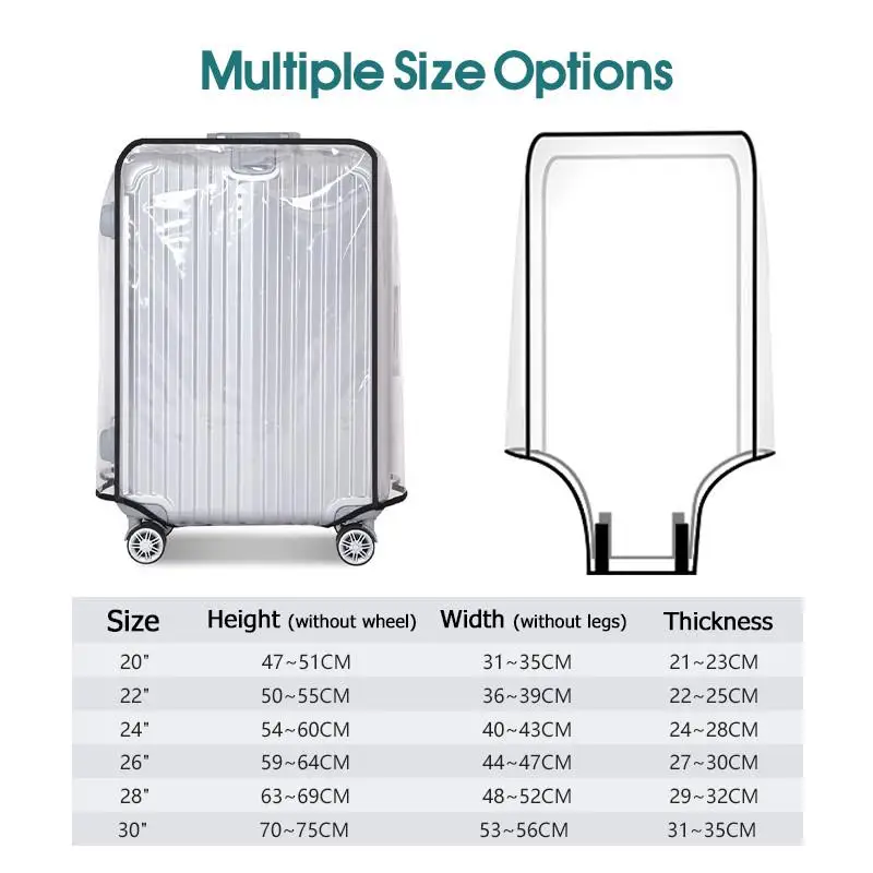 Waterproof Transparent Luggage Protector PVC Dustproof Wear Resistant Suitcase Cover for Anti Scratch Long Distance Travel