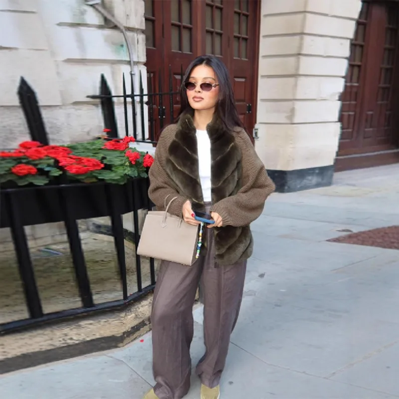 جديد إمرأة Y2K موضة أفخم مخطط سترة مشغولة من الصوف الدافئة جاكيت زيبرا الخريف والشتاء الاتجاه الخريف الشتاء معاطف الموضة 2026 #2