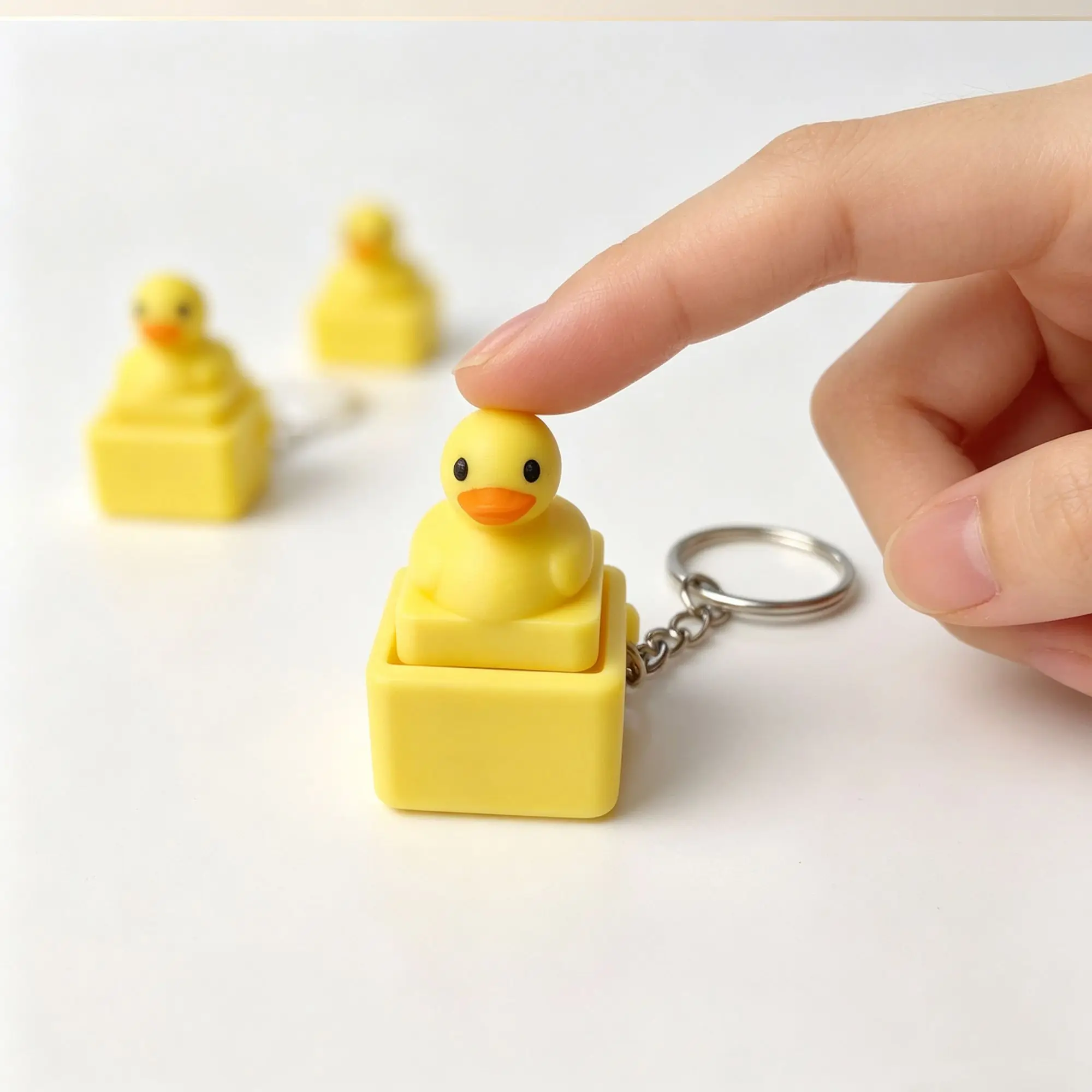 Cute Yellow Duck Press Keychain Funny Fidget Toy Stress Relief Desktop Ornament Creative Portable Pendant Gift For Men Women