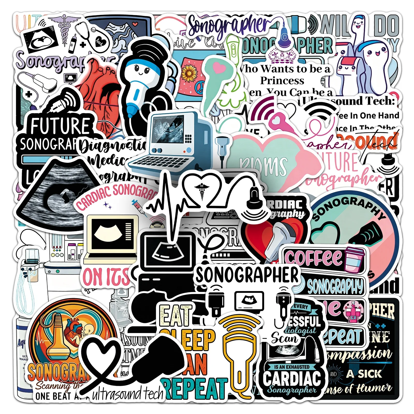 50-Pack Ultrasonic English Phrases Graffiti Stickers Waterproof Decorative Stickers for Guitar Luggage Notebook Stationery