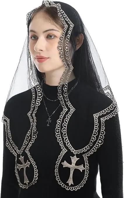 Catholic Church Mass Veil Embroidery Head Covering for Women Catholic Veil