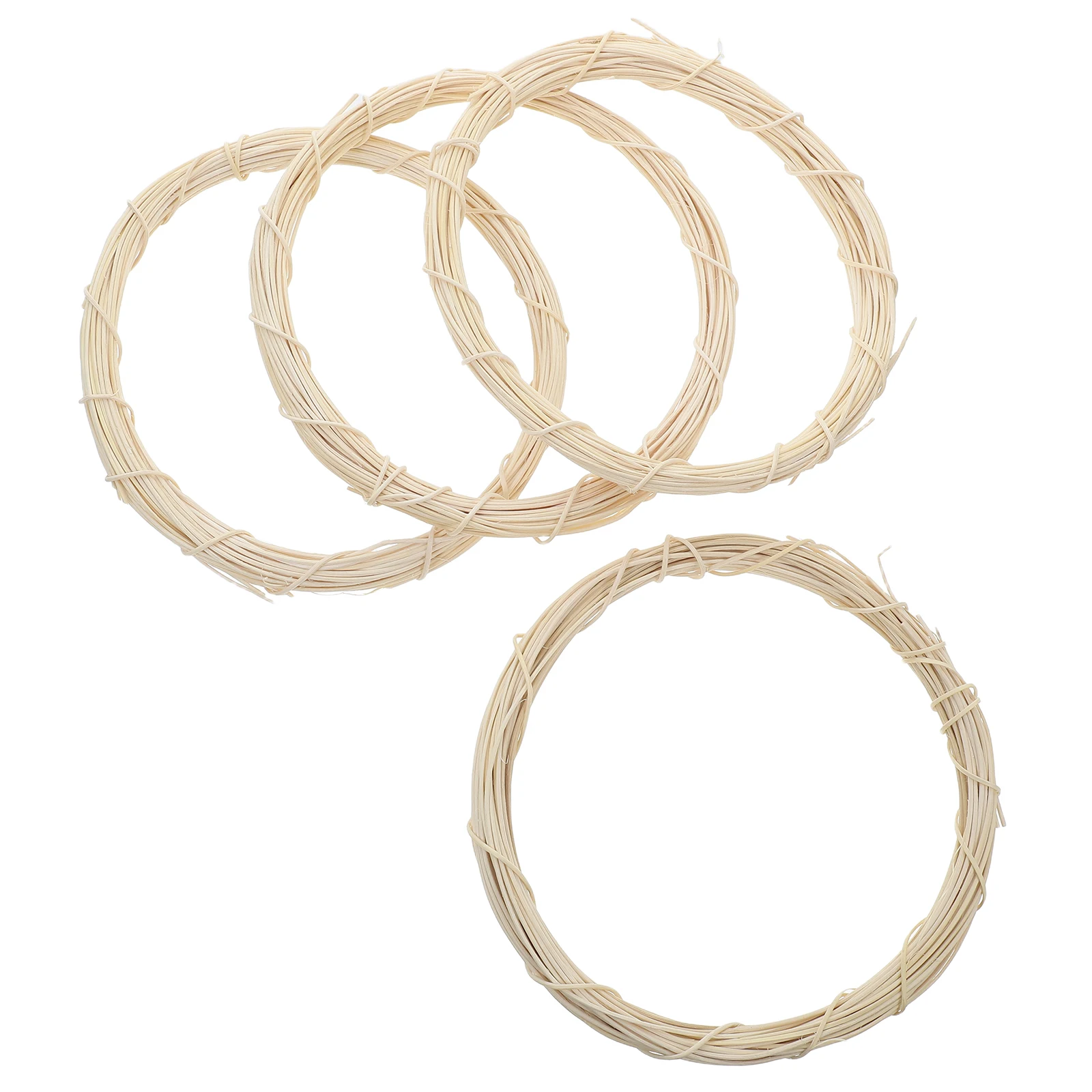

4Pcs Rattan Wreath Beige Rustic Wicker Rings for Door Wall Window Home Wedding Party Festival Decoration Twigs Wreath Wedding
