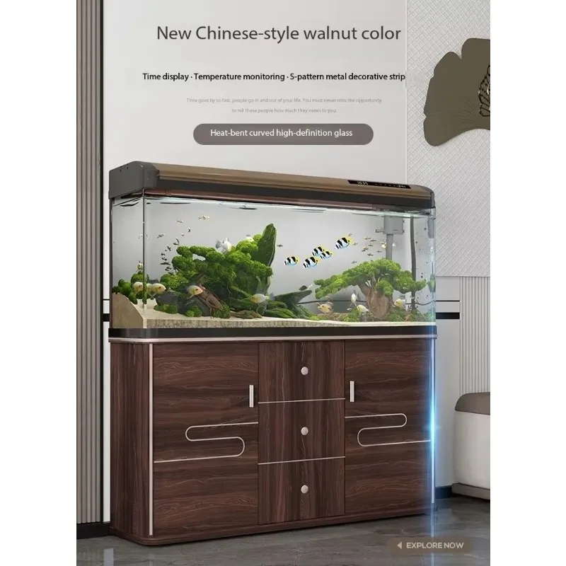 2026 Large 1.0m Rectangular Goldfish Aquarium HD 80cm 60cm Glass Fish Tank 25W Home Living Room for Small Medium Size Discounted