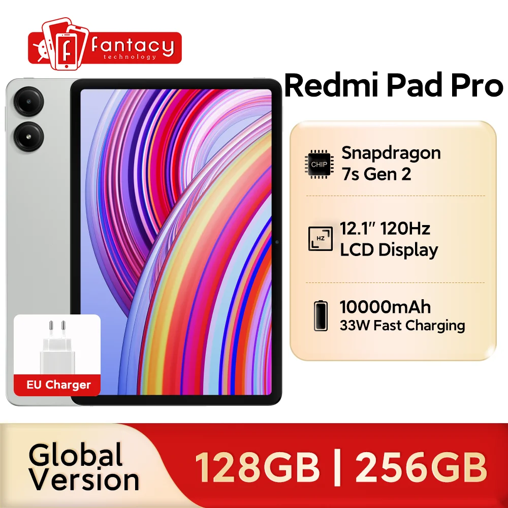 Глобальная версия Xiaomi Redmi Pad Pro Snapdragon 7s Gen 2 Mi Планшеты 12,1 "120 Гц 2,5K Экран 10000 мАч Аккумулятор 33 Вт Быстрая зарядка