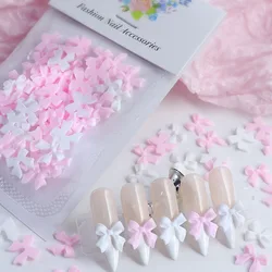 50 sztuk/worek różowa biała wstążka kokardka zawieszki do paznokci koreańskie czerwone części ozdoby do paznokci krawat dekoracje akcesoria kawaii Manicure Design Supplies