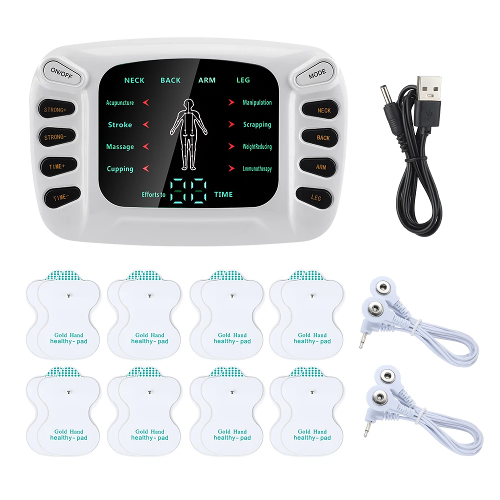 

8 Mode Electric Tens Muscle Stimulator Ems Acupuncture Body Back Massager Digital Therapy Herald Massage Tool Electrostimulator