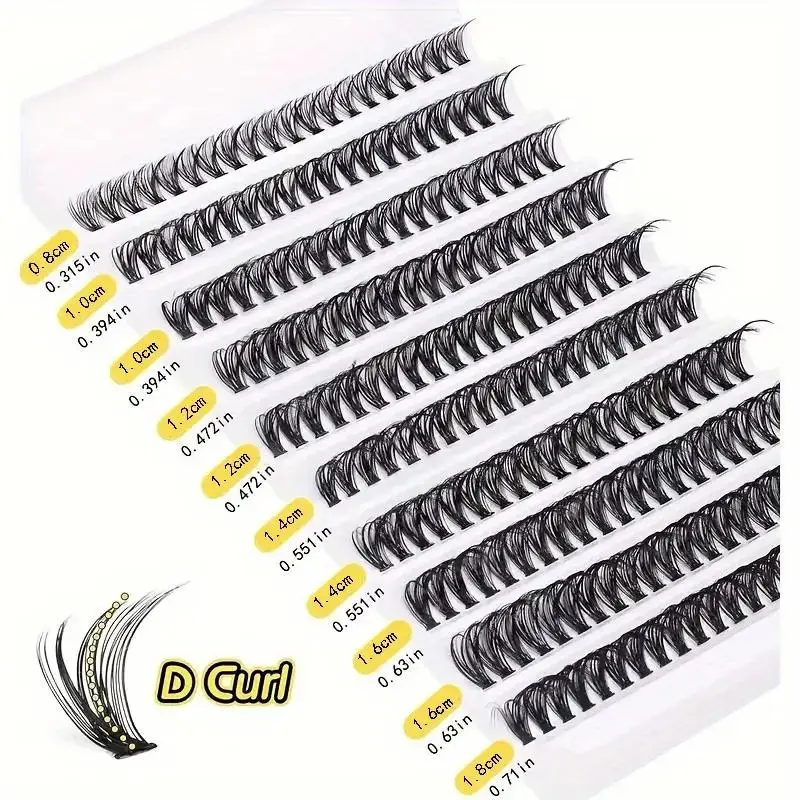 DIY artificial false eyelashes, large capacity self grafting D-roll natural thick multi style eyelashes 8-16mm