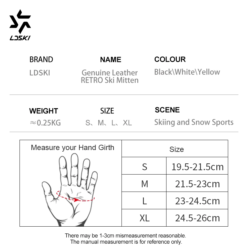 LDSKI Ski Gloves WomenMen Waterproof Thermal Insulated 3M Thinsulate Retro GoatLeather Winter Warm Mittens Snowboard Accessories