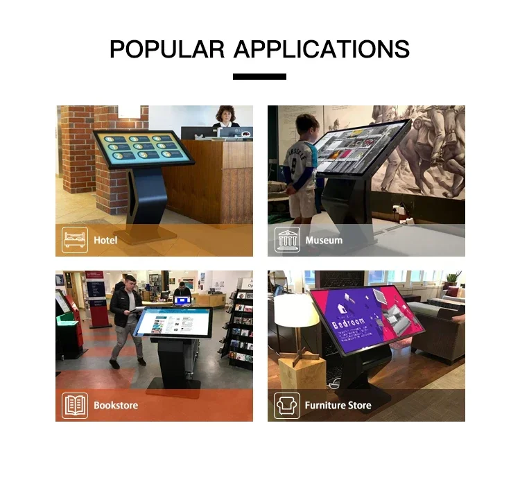 32-дюймовый напольный интерактивный настольный ЖК-панель, цифровой информационный дисплей, все в одном ПК, киоск с сенсорным экраном для самообслуживания