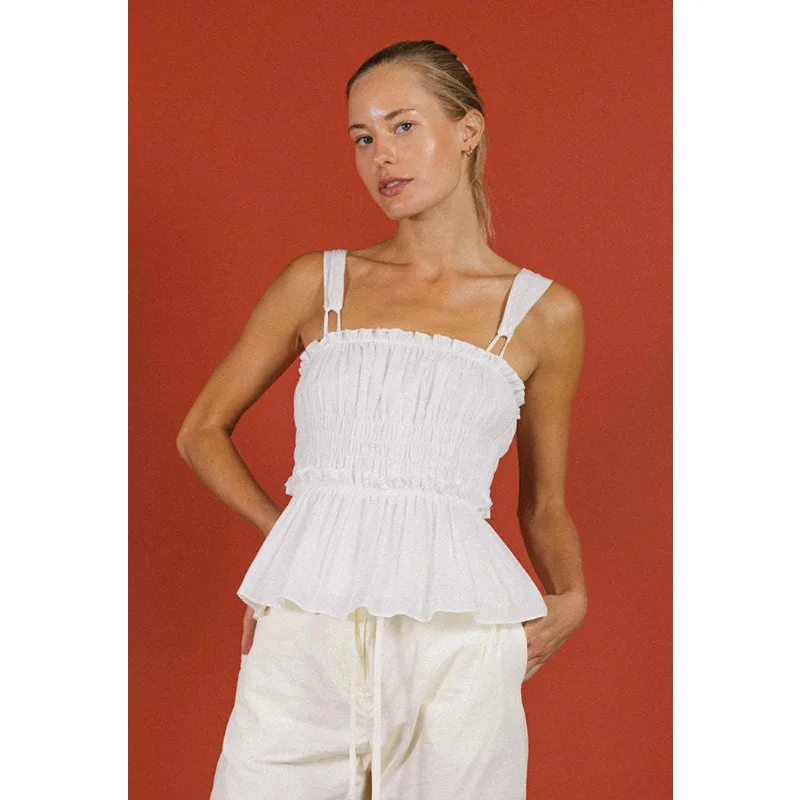 

Gaono Women Summer Short Vest Tops Basic Square Neck Ruffle Camisole Ruched Sleeveless Crop Tops Elegant Streetwear