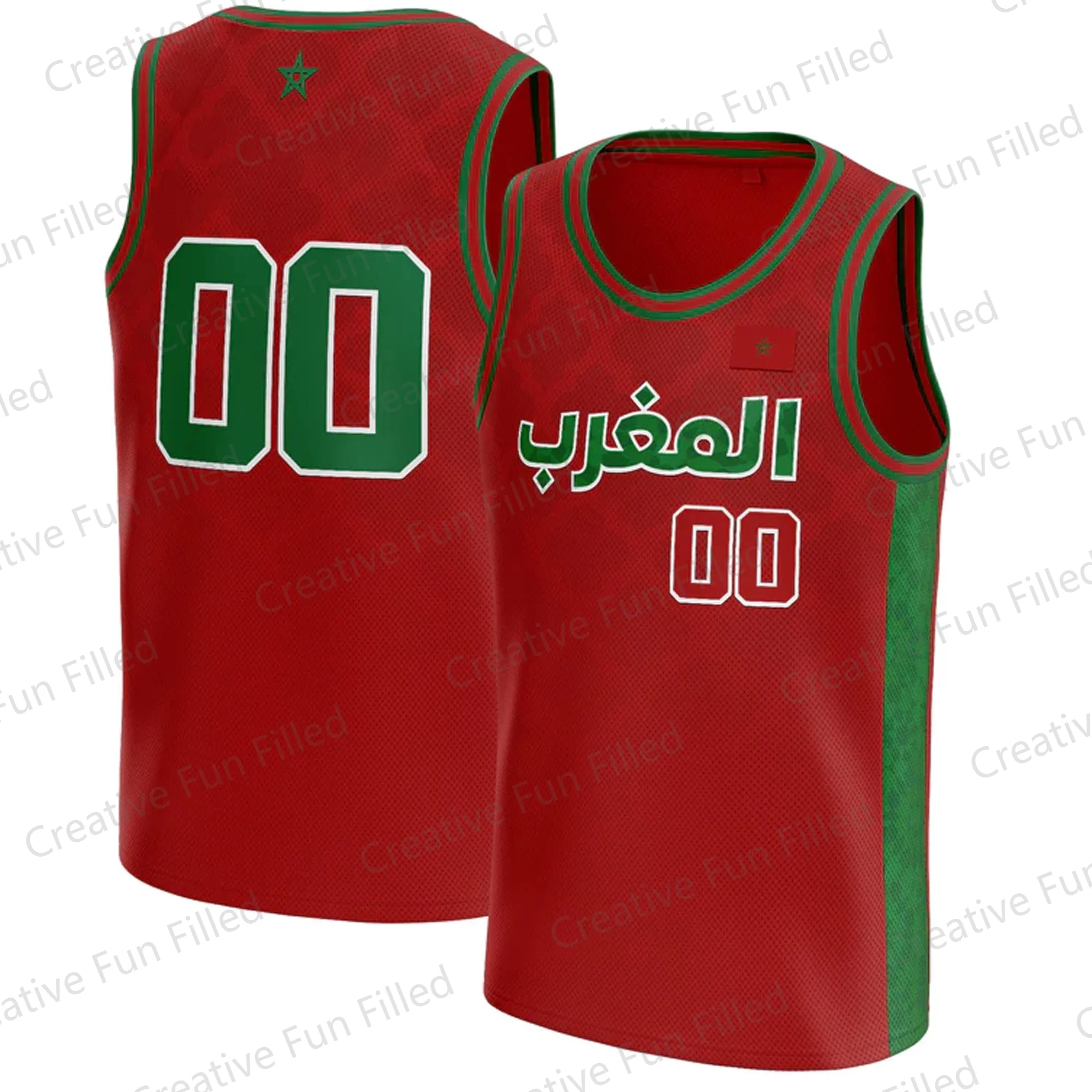 2024 New Arriavl Morocco Basketball Edition Vest Fans Kit Special Morocco Vacation Jersey Basketball Beach Short For Adult/Kid