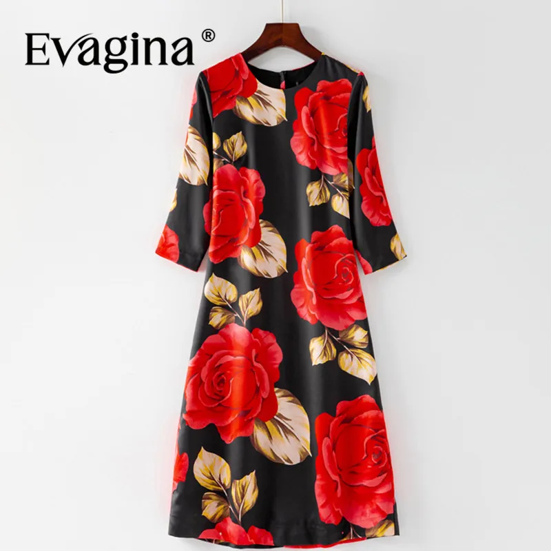 

Модное дизайнерское женское платье-карандаш Evagina на весну и лето, приталенные платья с рукавом три четверти и принтом роз