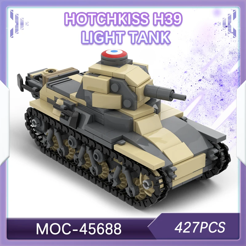

427 шт., военные войны, Hotchkiss H39, легкий танк, строительные блоки, французский танк времен Второй мировой войны, пехота, кавалерия, легион, игрушка «сделай сам», MOC-45688