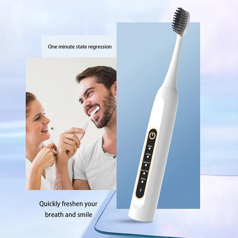 YUNCHI E7 cepillo de dientes eléctrico ultrasónico vibración sónica blanqueamiento dental 8 modos de limpieza de engranajes cabezal de cepillo suave DuPont