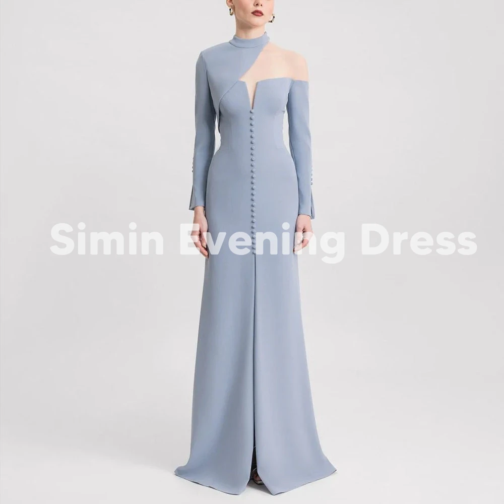 

Simin Women's V-neck Button Mermaid Saudi Evening Dresses With Long Sleeveless Floor-Length Formal Elegant Party Dresses 2025
