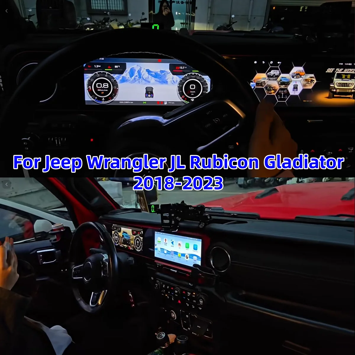 Android 13 Auto Car Radio Navi For Jeep Wrangler JL Rubicon Gladiator 2018 2019-2023 CarPlay Gladiator Dual Screen Digital Dash