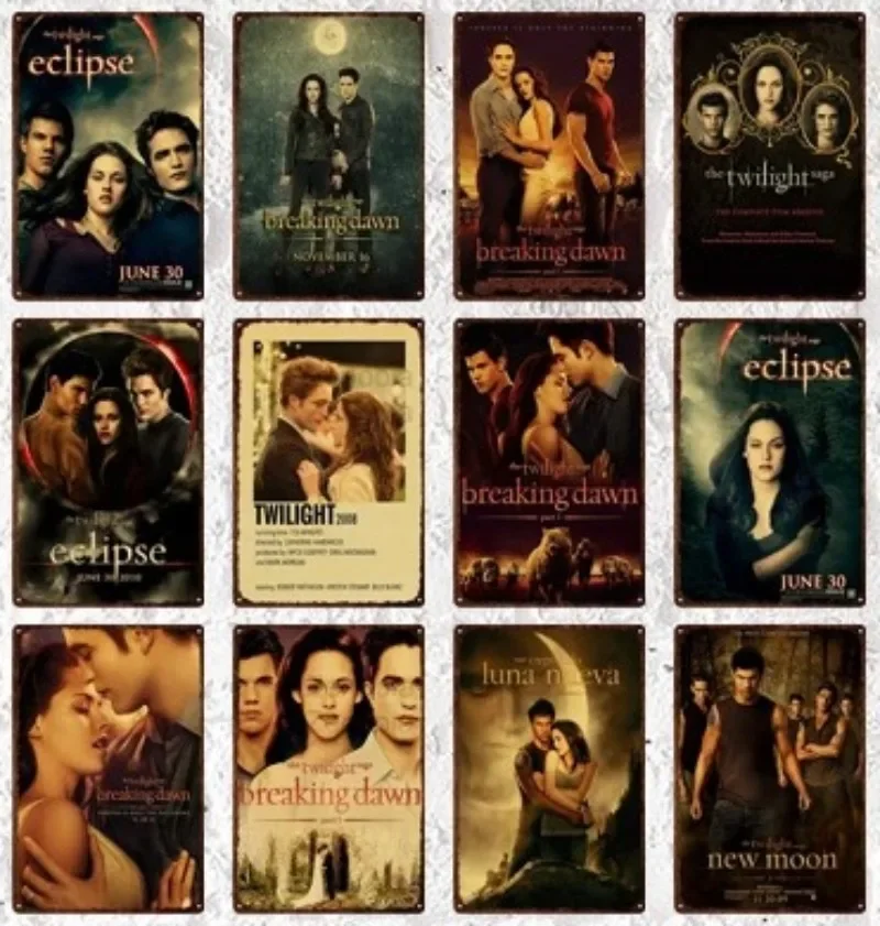 Twilight Movie Poster Metal Tin Sign Wall Art Retro Plates Plaque Theater Poster Shabby Paintings Bar Cafe Home Decoration