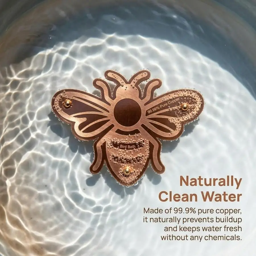 1/5/10/20/50/100pcs 99.99% Pure Copper Bird Bath Tray, 4-Inch Decorative Water Purification Tray with Three-Point Support, Desig