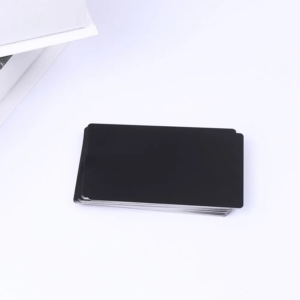 

100pcs Aluminum Metal Business Cards for Engraving Sublimation Black Office Name Tags DIY Card Gifts