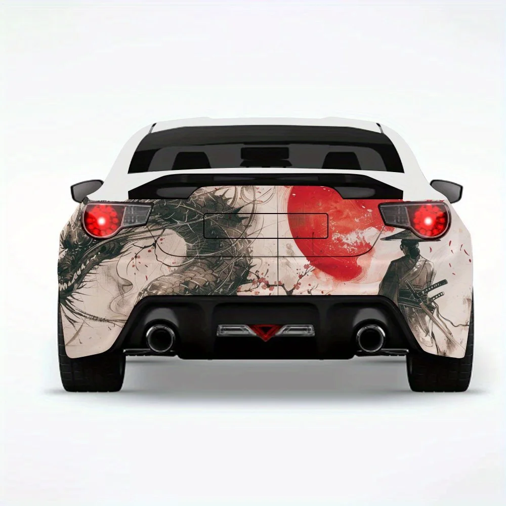 

Samurai_and_Dragon автомобильная наклейка-виниловая наклейка на заднюю часть автомобиля, водонепроницаемые самоклеящиеся виниловые наклейки для хвоста и бампера автомобиля, деко