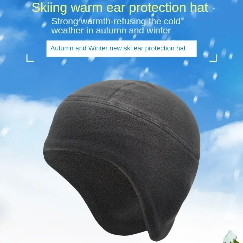 

Motorcycle Cycling Helmet Inner Caps Winter Outdoor Thermal Fleece Hat Running Hiking Sports Beanies Ear Cover Ski Snow Warm Cap