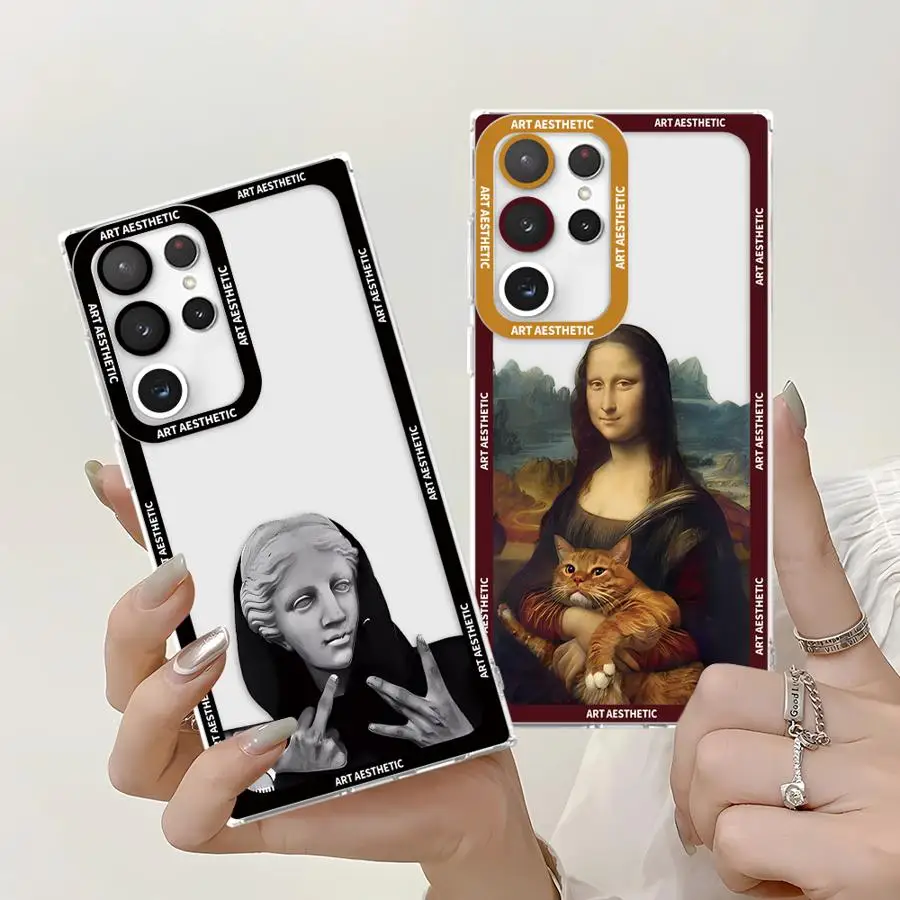 Great Aesthetic David Mona Lisa Clear Case for Samsung Galaxy S24 Ultra S20 FE S21 S22 Plus S23 Ultra S23 FE Note 20 Ultra Cover