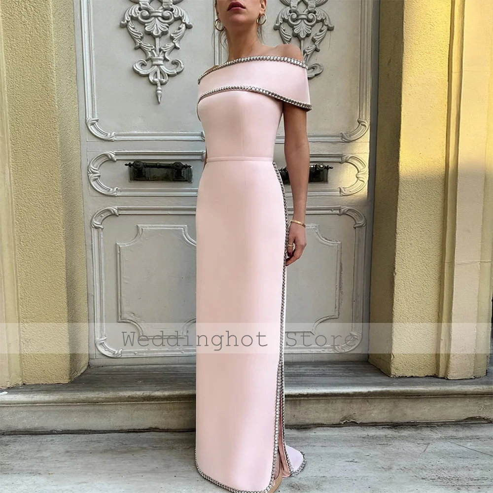 Luxury Wedding Party Dresses Lavender Crystal Off the Shoulder Evening Dress for Woman 2025 Side Split Column Formal Party Gowns image 2