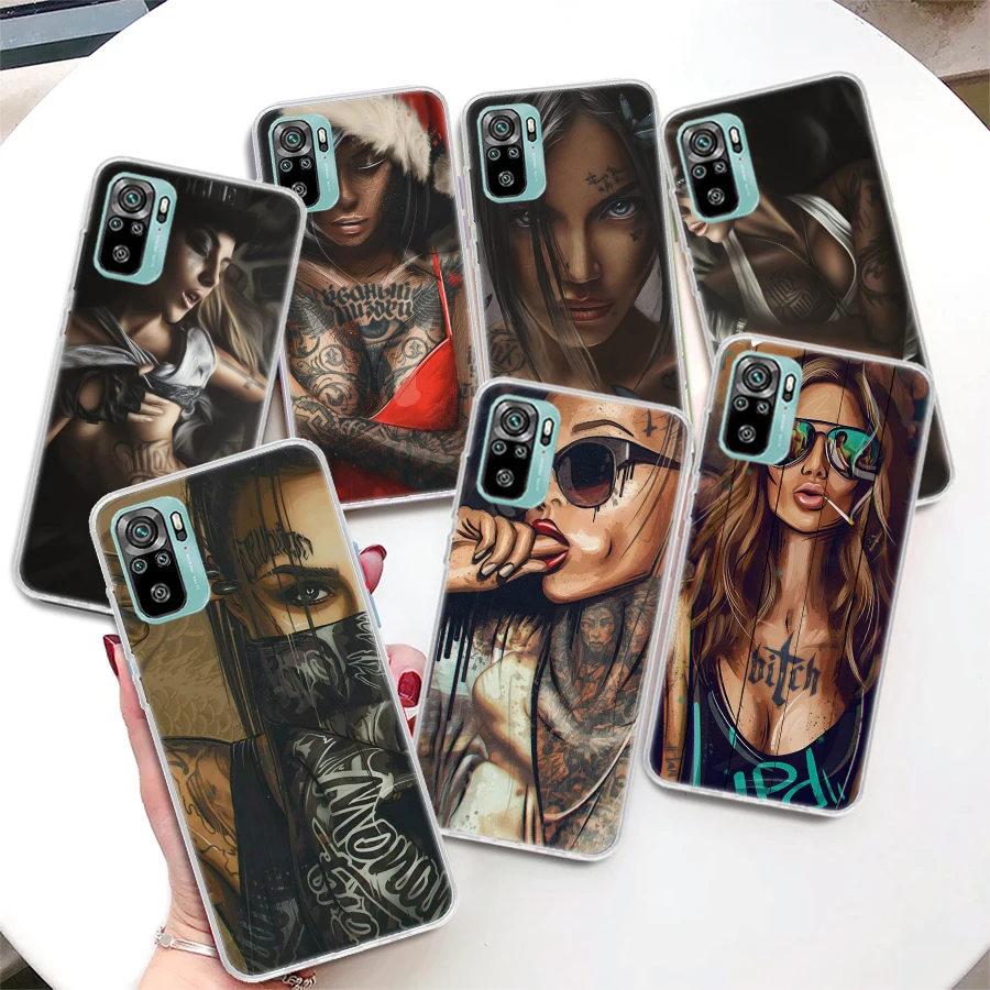 Sexy Sleeve Tattoo Girls Cool Coque Phone Case For Xiaomi Redmi Note 13 12S 12 11S 11T 11E Pro Plus 11 10 10S 9 9S 8 8T 5G Cover