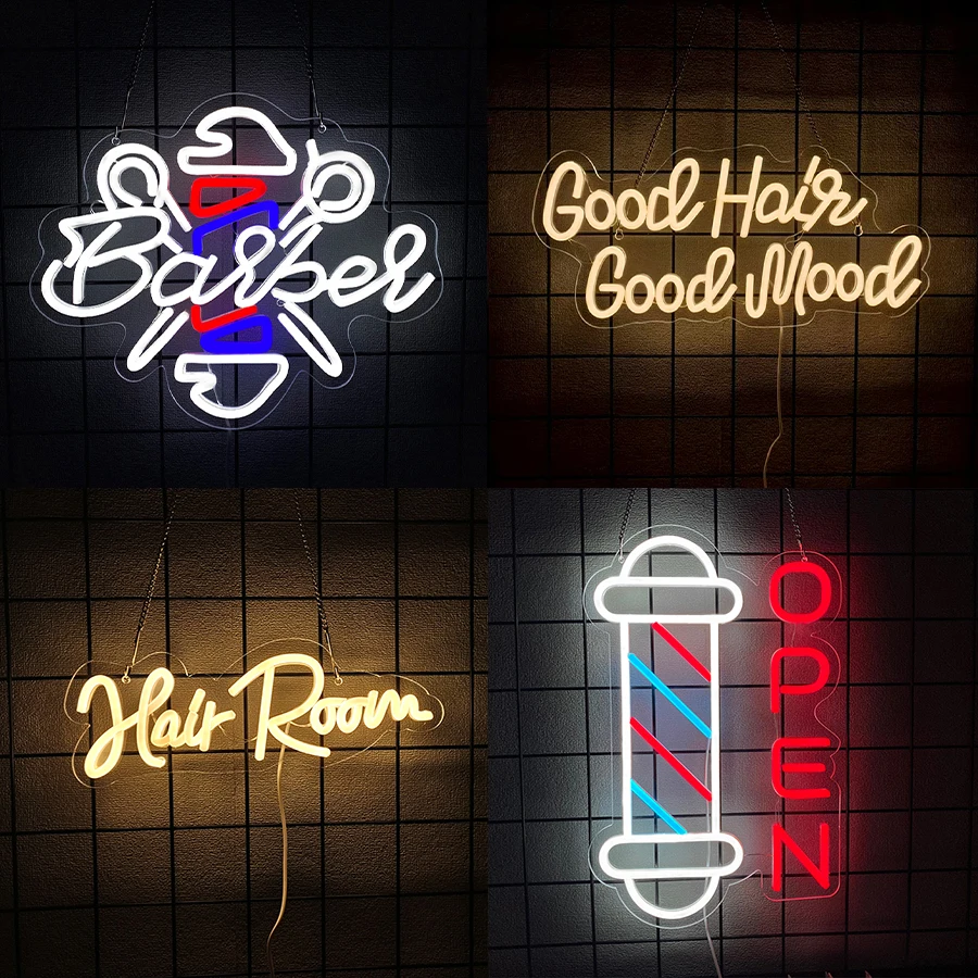 Haircut Series Neon Sign For Wall Decor,Led Neon Light For Barber Shops,Hair Salon,Beauty Store,Birthday Gift For Hairdresser