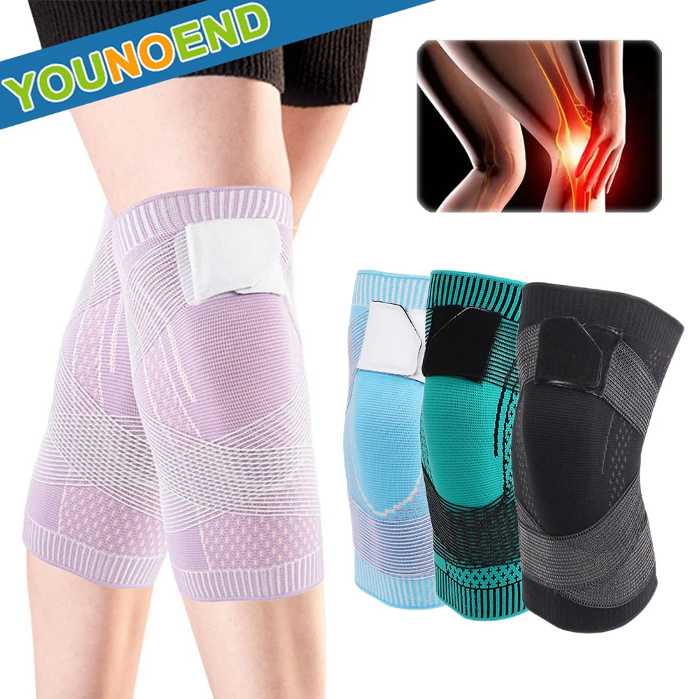 Sports Knee Compression Sleeves with Knee Wrap Straps Support for Men Women Weightlifting Running Joint Pain Relief Knee Brace