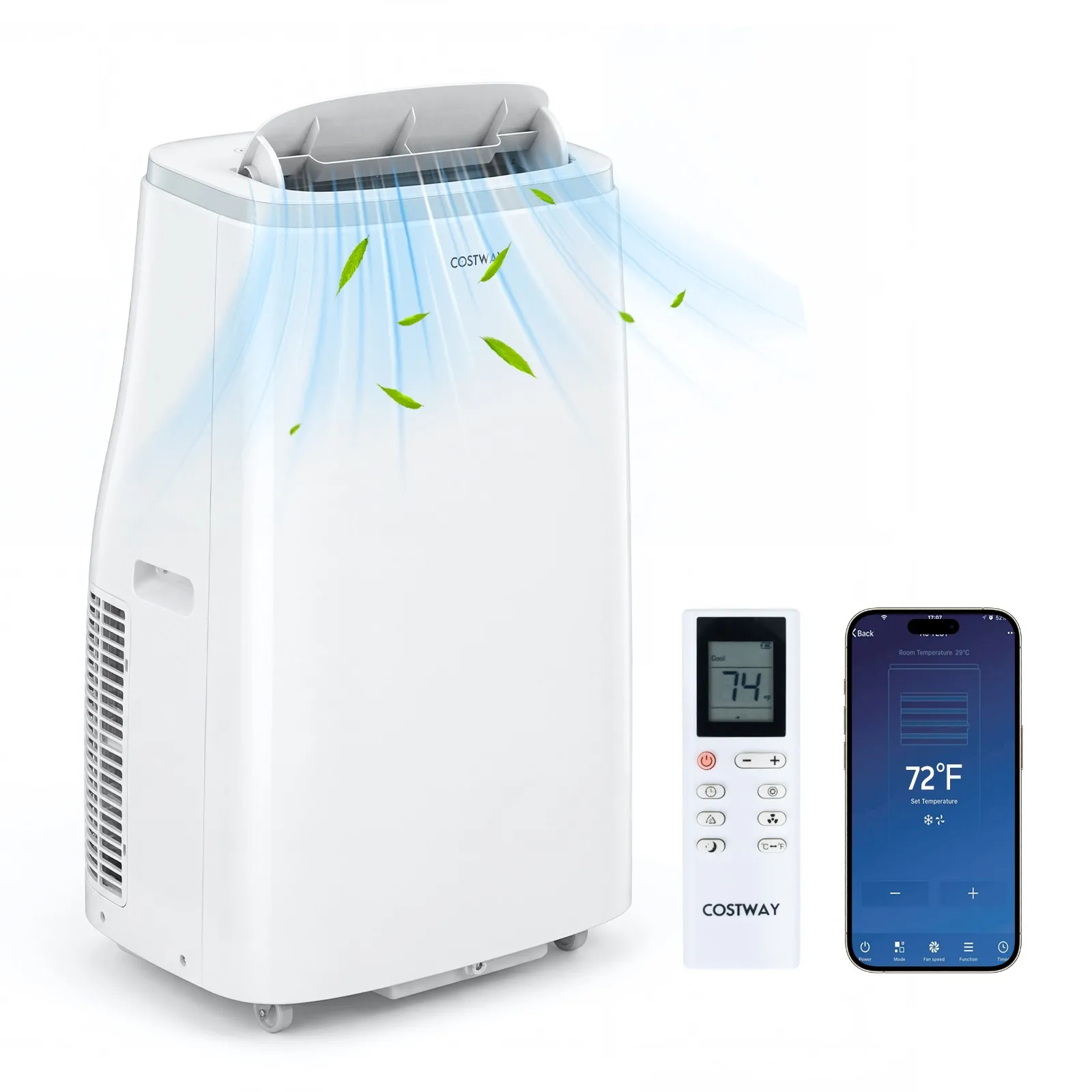 15000 BTU Portable Air Conditioner w/Fan, Dehumidifier, Sleep Mode, 24H Timer