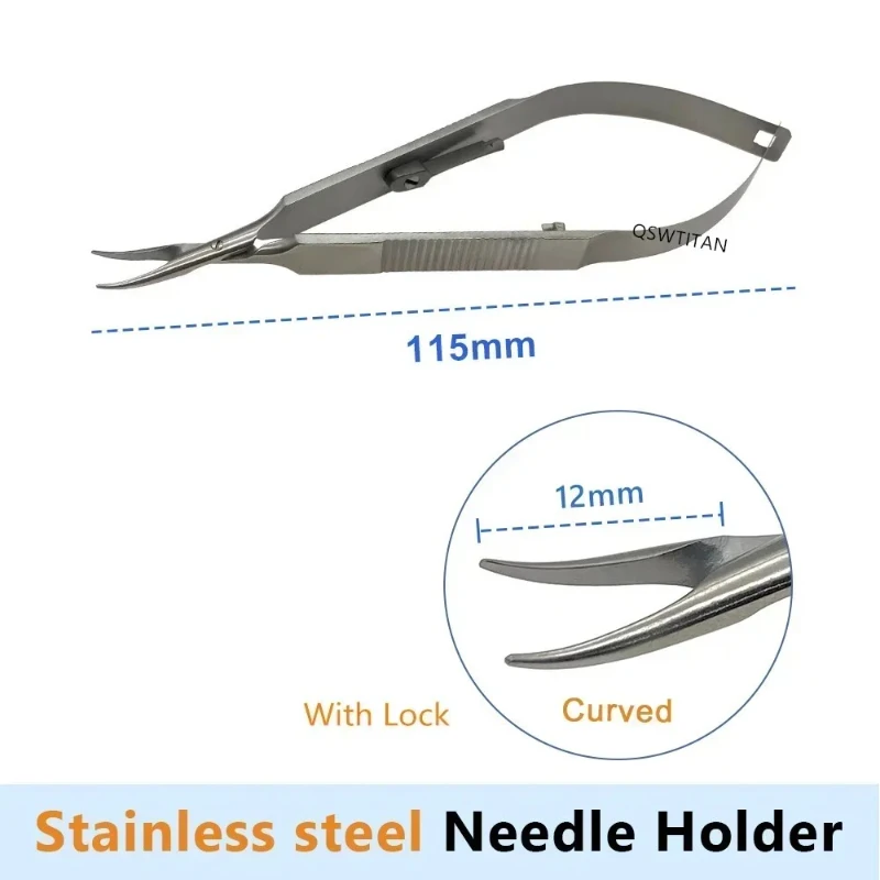 QSWTITAN Needle Holder Ophthalmic Castroviejo Holding Pliers Ophthalmic Instruments 1pc Autoclaveable Stainless Steels/Titanium