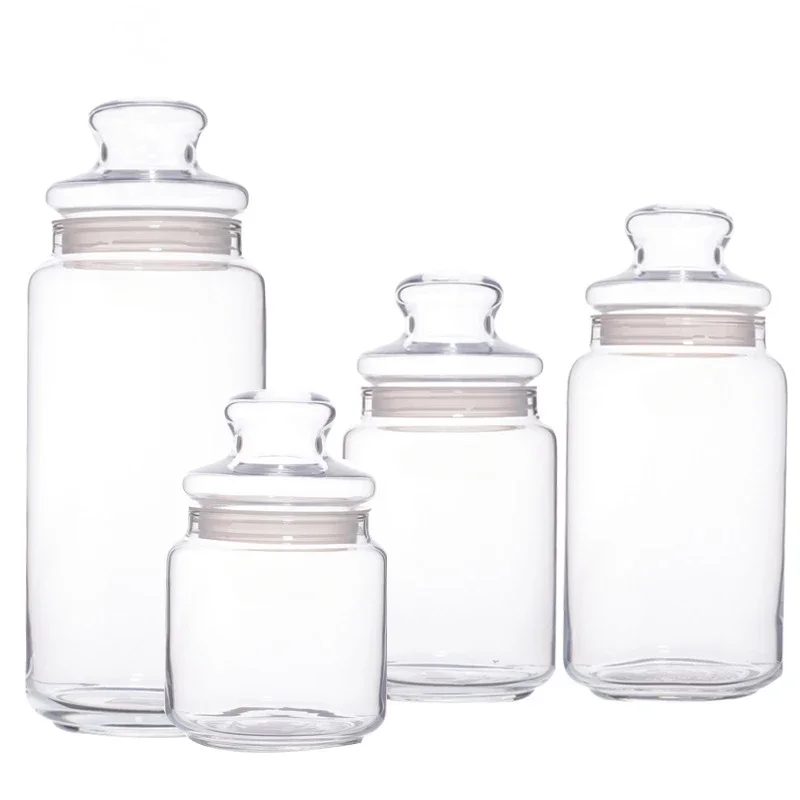 Glass Storage Jar Useful Things for Kitchen Accessories Transparent Glass Jars With Lids Sealed Container & Organization Gadgets