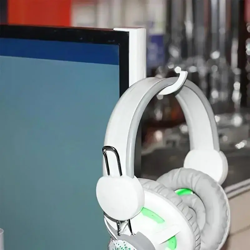 Self-adhesive Headphone Hook Headset Hanger Holder Hook Tape Sticker For Desk PC Display Monitor Plastic Stand Accessories view 4
