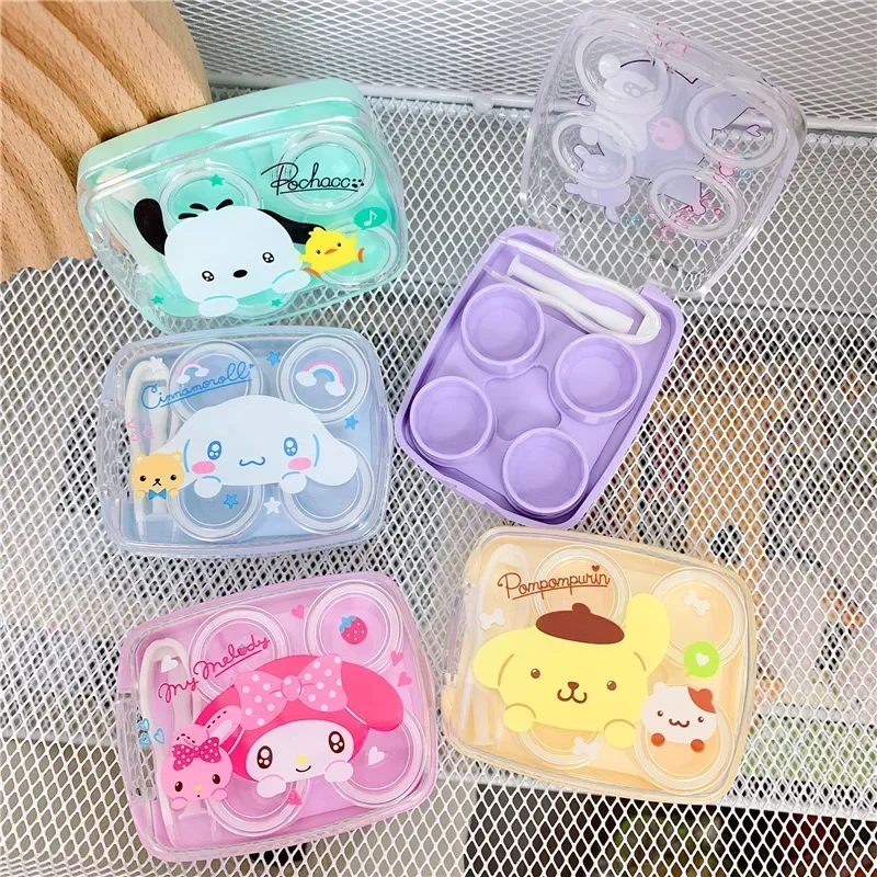 Sanrio Kuromi Contact Lens Cute Case Cartoon Two-Pack Kawaii Contact Lens Case Girls Convenient Portable Glasses Case