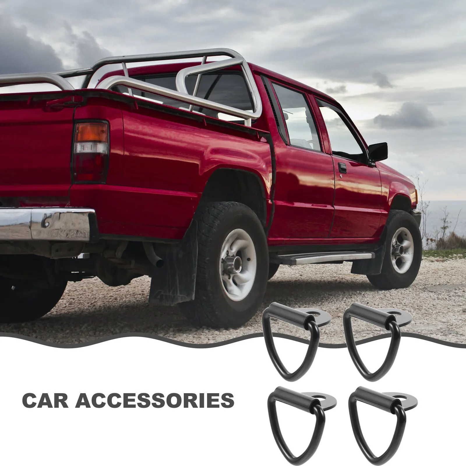 4Pcs Heavy Duty Carbon Steel Car Tow Hook for Automotive Cargo Securing Towing Ring Trailer Suv Boat Garage Flatbed Van Tailgate - view 5